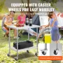 Stainless Steel Work Table 24 x 36 x 38 Inch, with 4 Wheels, 3 Adjustable Height Levels, Heavy Duty Food Prep Worktable for Comm