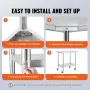 Stainless Steel Work Table 24 x 36 x 38 Inch, with 4 Wheels, 3 Adjustable Height Levels, Heavy Duty Food Prep Worktable for Comm