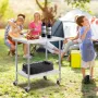 Stainless Steel Work Table 24 x 36 x 38 Inch, with 4 Wheels, 3 Adjustable Height Levels, Heavy Duty Food Prep Worktable for Comm