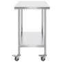 Stainless Steel Work Table 24 x 36 x 38 Inch, with 4 Wheels, 3 Adjustable Height Levels, Heavy Duty Food Prep Worktable for Comm