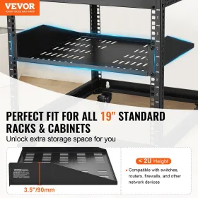 2U Server Rack hylde 16 "/406 mm dybde Ventet