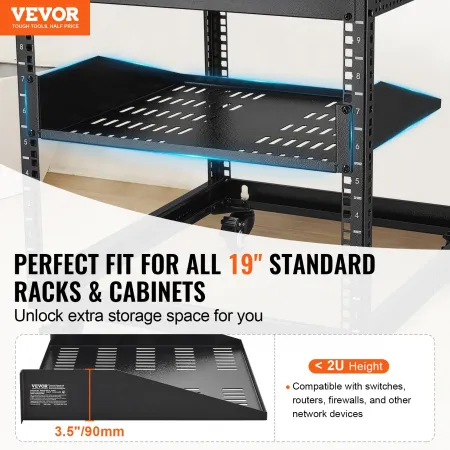 2U Server Rack hylde 16 "/406 mm dybde Ventet