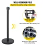 Crowd Control Stanchion, Set of 6 Pieces Stanchion Set, Stanchion Set with 6.6 ft/2 m Black Retractable Belt, Black Crowd Contro