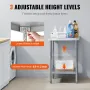 Stainless Steel Prep Table, 24 x 24 x 34 Inch, Heavy Duty Metal Worktable with 3 Adjustable Height Levels, Commercial Workstatio