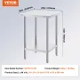 Stainless Steel Prep Table, 24 x 24 x 34 Inch, Heavy Duty Metal Worktable with 3 Adjustable Height Levels, Commercial Workstatio