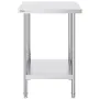 Stainless Steel Prep Table, 24 x 24 x 34 Inch, Heavy Duty Metal Worktable with 3 Adjustable Height Levels, Commercial Workstatio