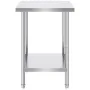 Stainless Steel Prep Table, 24 x 24 x 34 Inch, Heavy Duty Metal Worktable with 3 Adjustable Height Levels, Commercial Workstatio