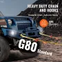 J Hook Chain, 2PCS 5/16" x 6' G80 15" Long Shank J Hook Tow Chain with RTJ Cluster Hook & Grab Hook, 5400 lbs Working Load, Heav