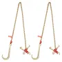 J Hook Chain, 2PCS 5/16" x 6' G80 15" Long Shank J Hook Tow Chain with RTJ Cluster Hook & Grab Hook, 5400 lbs Working Load, Heav