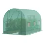 Walk-in Tunnel Greenhouse, 11.3x6.4x6.3 ft Hoop House Greenhouse Tunnel, Plant Hot House with Galvanized Steel Frame, Green PE C