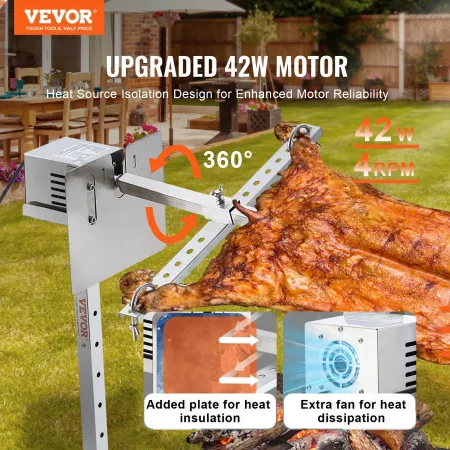 46 "Elektrisk BBQ Rotisserie Grill Kit Rustfrit stål Grill 90