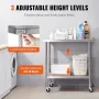 Stainless Steel Work Table 30 x 18 x 38 Inch, with 4 Wheels, 3 Adjustable Height Levels, Heavy Duty Food Prep Worktable for Comm