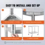 Stainless Steel Work Table 30 x 18 x 38 Inch, with 4 Wheels, 3 Adjustable Height Levels, Heavy Duty Food Prep Worktable for Comm