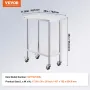 Stainless Steel Work Table 30 x 18 x 38 Inch, with 4 Wheels, 3 Adjustable Height Levels, Heavy Duty Food Prep Worktable for Comm