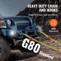 G80 V Bridle Chain, 5/16" x 2' Towing Chain Bridle with 15" J Hooks and Grab Hooks, Heavy Duty Transport Tow Chain Bridle with 1