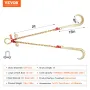 G80 V Bridle Chain, 5/16" x 2' Towing Chain Bridle with 15" J Hooks and Grab Hooks, Heavy Duty Transport Tow Chain Bridle with 1