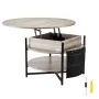 Lift Top Coffee Table, 35.3 in Round Coffee Table with Extra Storage Pockets, Pop Up Coffee Table for Living Room, White