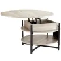 Lift Top Coffee Table, 35.3 in Round Coffee Table with Extra Storage Pockets, Pop Up Coffee Table for Living Room, White