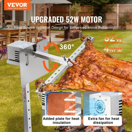 46 "Elektrisk BBQ Rotisserie Grill Kit Rustfrit stål Grill 132