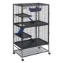 164.1 cm Metal Small Animal Cage 4-Tier Rolling Ferret Cage with Tray 3 Ramps