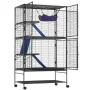 164.1 cm Metal Small Animal Cage 4-Tier Rolling Ferret Cage with Tray 3 Ramps
