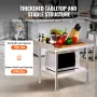 Stainless Steel Work Table, 24 x 28 x 26 Inch Commercial Food Prep Worktable, 3-Sided Backsplash Heavy Duty Prep Worktable, Meta