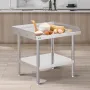 Stainless Steel Work Table, 24 x 28 x 26 Inch Commercial Food Prep Worktable, 3-Sided Backsplash Heavy Duty Prep Worktable, Meta
