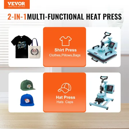 Heat Press Machine 12x15 i 2 i 1 varmeoverførselsmaskine til