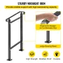 Wrought Iron Handrail, Fit 1 or 2 Steps Outdoor Stair Railing, Adjustable Front Porch Hand Rail, Black Transitional Hand Railing