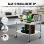 Stainless Steel Work Table 76.2x91.4 cm Commercial Food Prep Table W/ 4 Casters