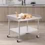 Stainless Steel Work Table 76.2x91.4 cm Commercial Food Prep Table W/ 4 Casters