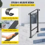 Wrought Iron Handrail, Fit 1 or 2 Steps Outdoor Stair Railing, Adjustable Front Porch Hand Rail, Black Transitional Hand Railing
