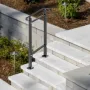 Wrought Iron Handrail, Fit 1 or 2 Steps Outdoor Stair Railing, Adjustable Front Porch Hand Rail, Black Transitional Hand Railing