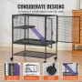 39" Rolling Metal Ferret Cage, Large 2-Tier Critter Nation Cage, Small Animal Cage with Ramps & Tray, Easy to Set up for Pet Rat