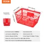 Shopping Basket, Set of 12, 21L Durable Plastic Grocery Basket with Handle and Stand, 16.5 x 11.8 x 8.27 inch Portable Shop Bask