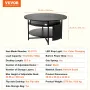 Lift Top Coffee Table, 35.3 in Round Coffee Table with Extra Storage Pockets, Pop Up Coffee Table for Living Room, Black