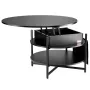Lift Top Coffee Table, 35.3 in Round Coffee Table with Extra Storage Pockets, Pop Up Coffee Table for Living Room, Black