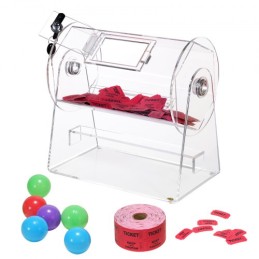 Acrylic Raffle Drum, Holds 2500 Tickets or 100 Raffle Balls, Professional Raffle Ticket Spinning Cage with 2 Keys, Transparent