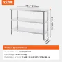 Stainless Steel Food Prep Table Commercial Kitchen Work Table 45.7x121.9 cm