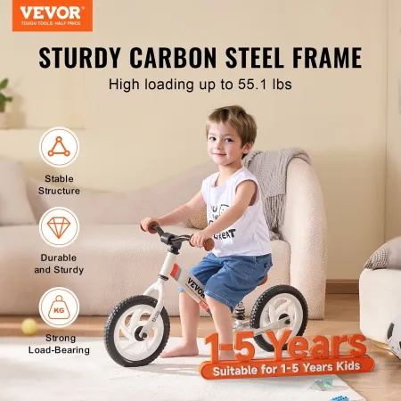 Toddler Balance Bike Carbon Steel Balance Bicycle for 1-5 Years Boys Girls