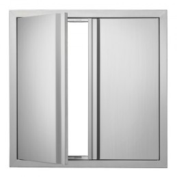 BBQ Access Door, 610x610 mm Double Outdoor Kitchen Door, Stainless Steel Flush Mount Door, Wall Vertical Door with Recessed