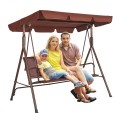 3-Seat Patio Swing Chair, Outdoor Patio Swing with Adjustable Canopy, Porch Swing with Armrests, Teslin Fabric and Alloy Steel