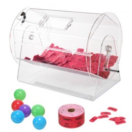 Acrylic Raffle Drum, Holds 10000 Tickets or 300 Raffle Balls, Professional Raffle Ticket Spinning Cage with 2 Keys, Transparent