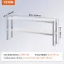 Double Overshelf, Double Tier Stainless Steel Overshelf, 12 x 60 Inch Double Deck Overshelf, Height Adjustable Overshelf Prep Wo