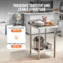 24 x 24 x 36 Inch Stainless Steel Work Table, Commercial Food Prep Worktable Heavy Duty Prep Worktable, Metal Work Table with Ad