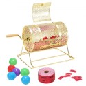 Raffle Drum, 11.6 x Ã˜7.48 inch Brass Plated Raffle Ticket Spinning Cage, Holds 2500 Tickets or 100 Ping Pong Balls, Metal