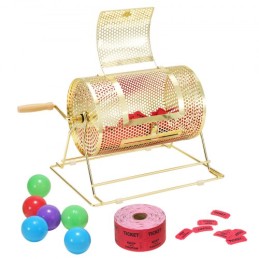 Raffle Drum, 11.6 x Ã˜7.48 inch Brass Plated Raffle Ticket Spinning Cage, Holds 2500 Tickets or 100 Ping Pong Balls, Metal