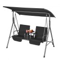 2-Seat Patio Swing Chair Outdoor Patio Swing with Adjustable Canopy Black