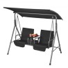 2-Seat Patio Swing Chair Outdoor Patio Swing with Adjustable Canopy Black