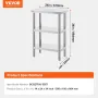 Stainless Steel Food Prep Table Commercial Kitchen Work Table 35.6x61 cm